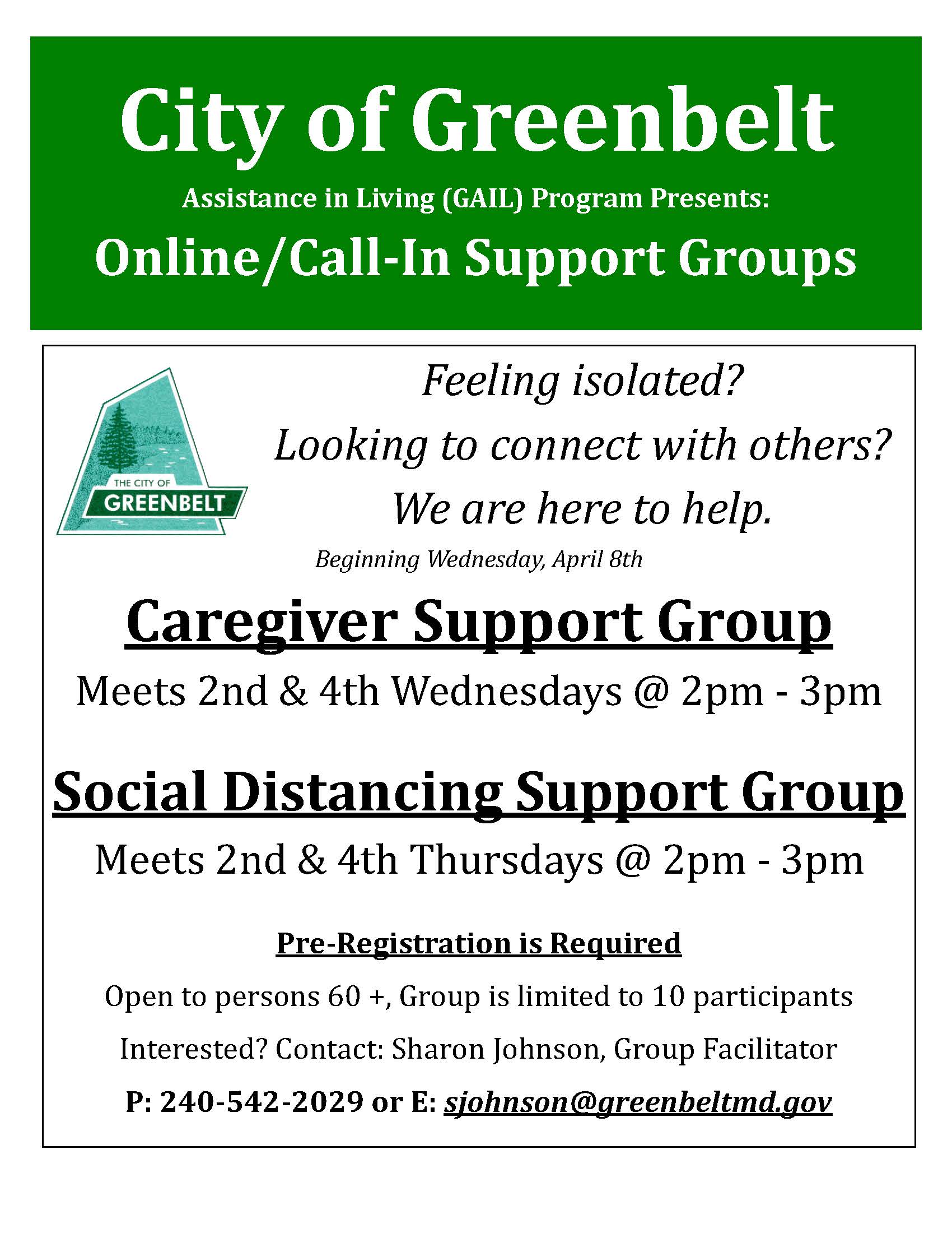 Greenbelt Online Support Group April 2020