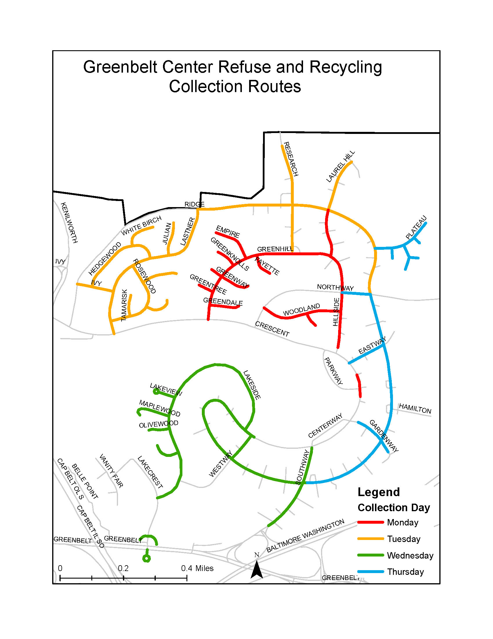 Closer look at north section of collection map