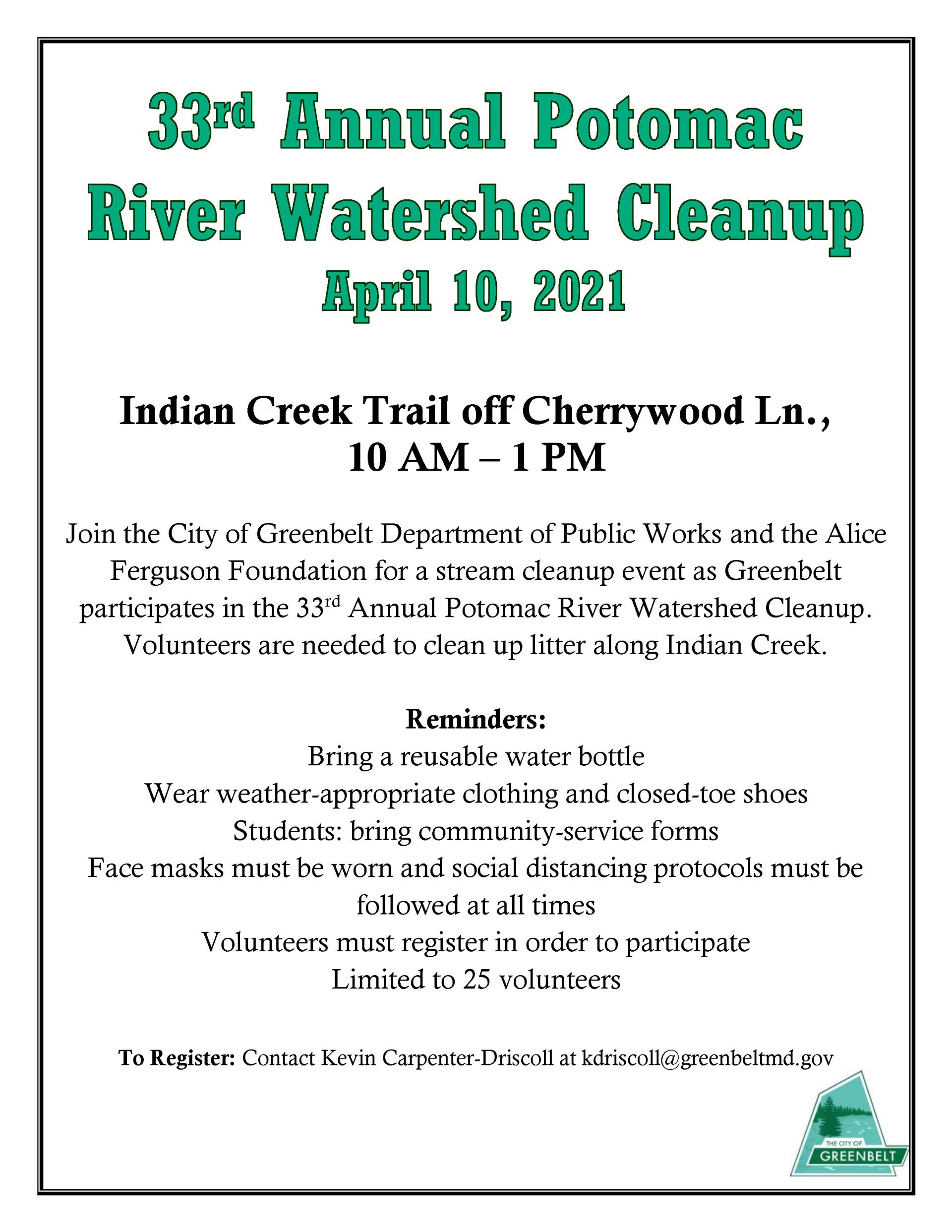 Flyer - 33rd Potomac Watershed Cleanup