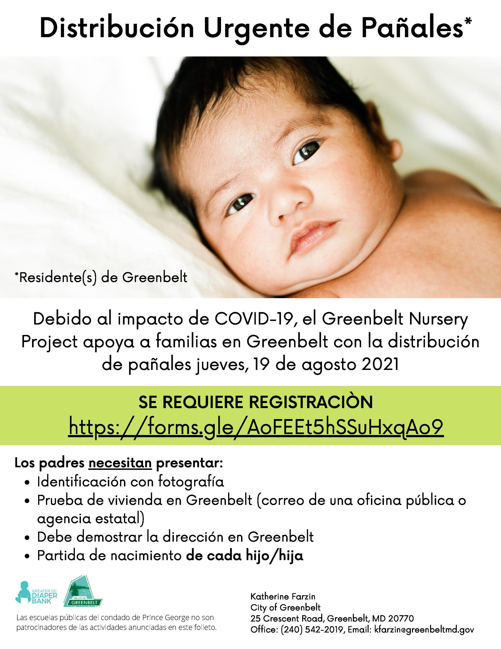 Greenbelt Emergency Diaper Distribution Spanish