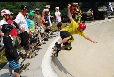 Person skating in a shallow basin