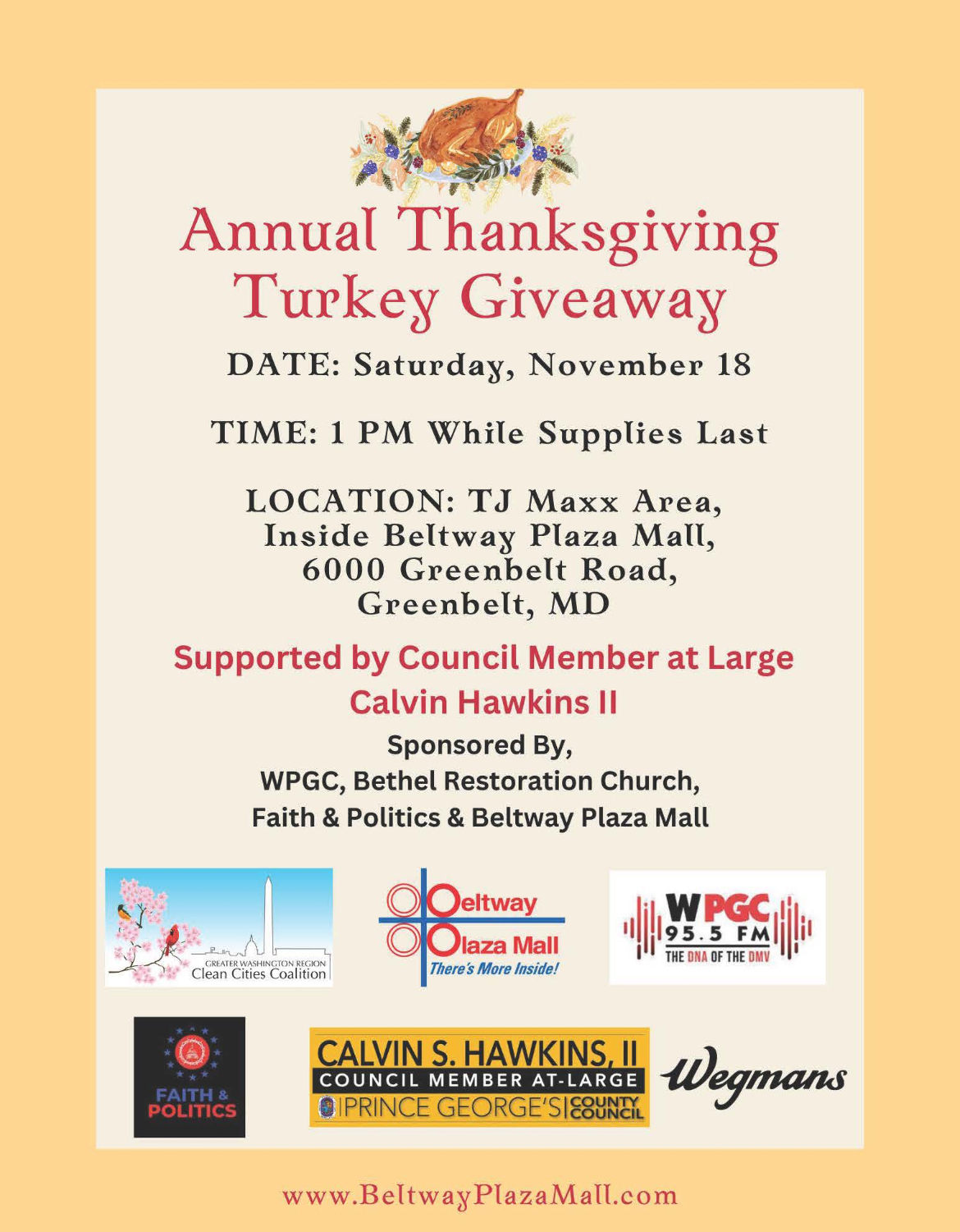 Calvin Hawkins Annual Turkey Giveaway 2023