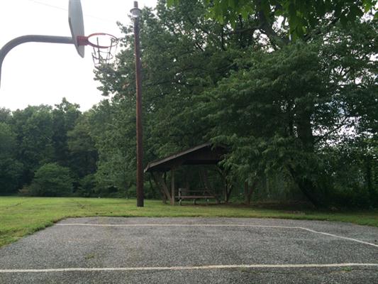 Basketball court, side view